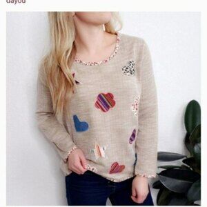 Dayou Fashion Woven Top Has Floral Trim size M